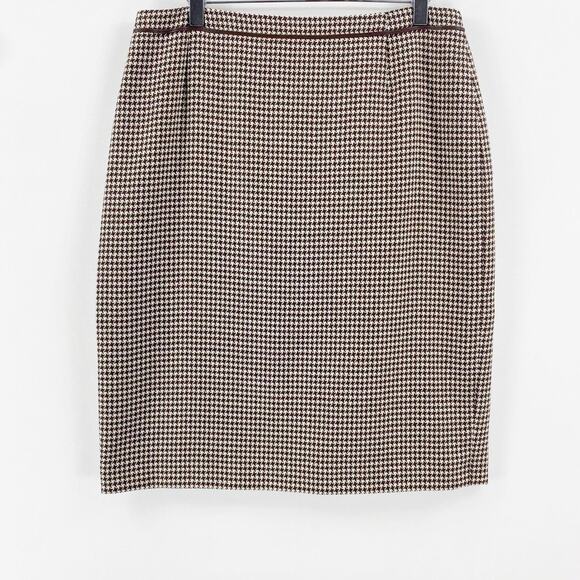 ESCADA Vintage Brown Houndstooth Pencil Mini Skirt - Picture 7 of 7